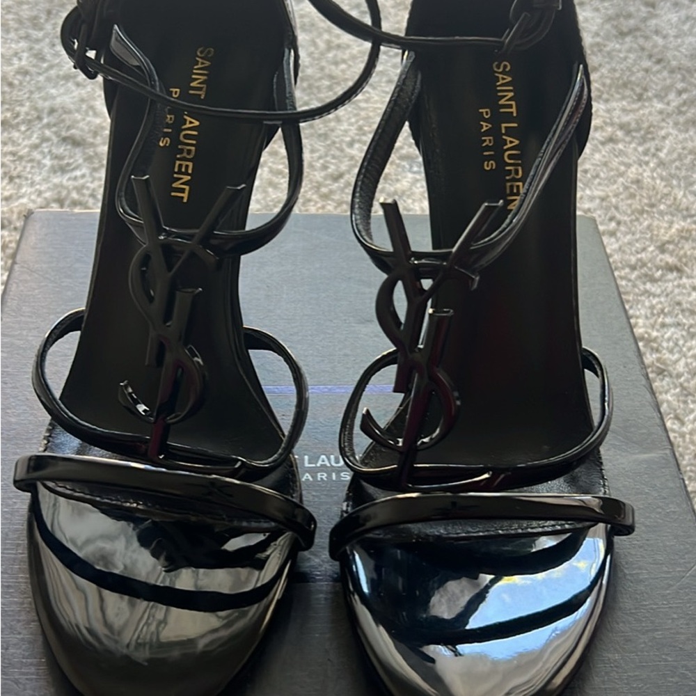 Saint Laurent Black Strappy Heels - Picture 2 of 2